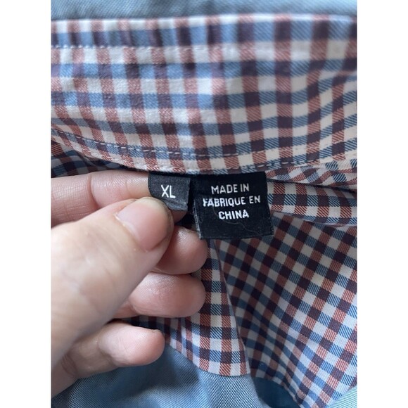 Hugo Boss Shirt Mens XL Blue Long Sleeve Button Up Chambray Check Regular Fit - Picture 6 of 10